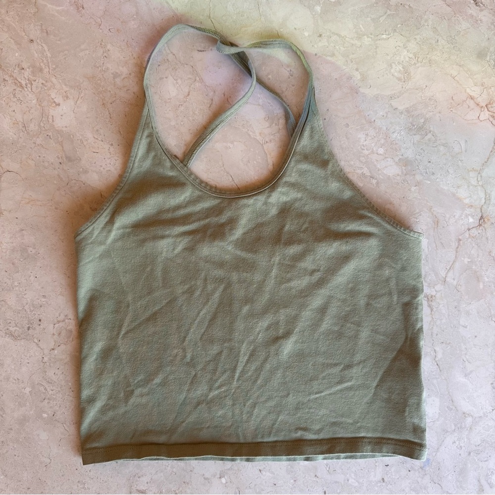 Green Halter Crop Top